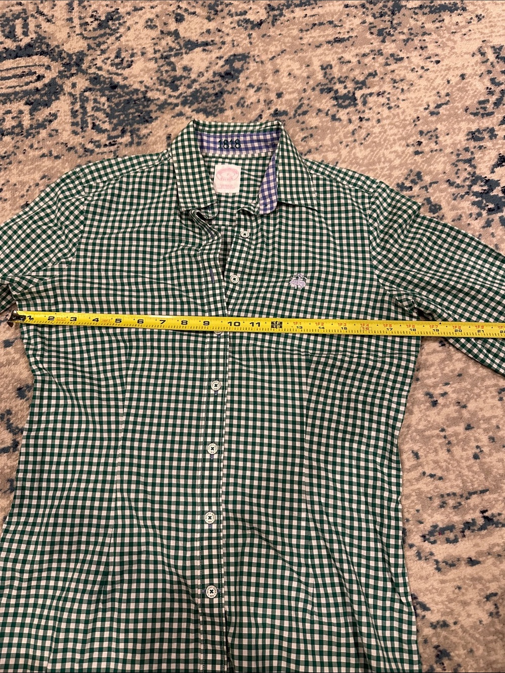 Brooks Brothers green & white checked shirt w/ blue & white check - Picture 10 of 10